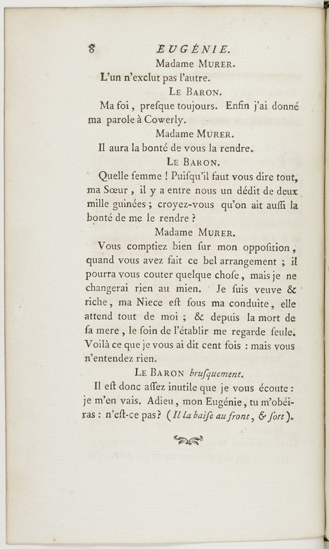 Eugénie, drame en cinq actes en prose, enrichi de figures en taille-douce ; avec un Essai sur le drame sérieux Eugénie, drame en cinq actes en prose, enrichi de figures en taille-douce ; avec un Essai sur le drame sérieux