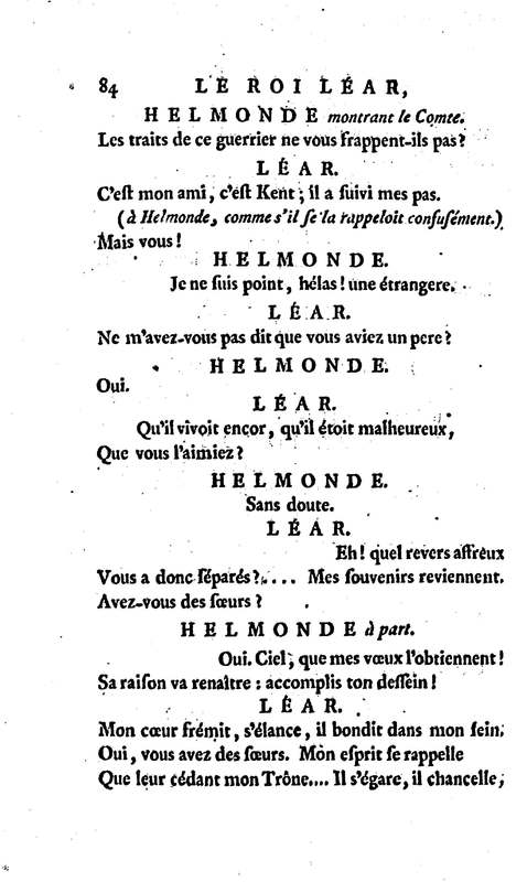 Roi Lear (Le), tragédie en cinq actes, par M. Ducis, représentée à Versailles le 16 janvier 1783 ; et à Paris, le 26 du même mois, par les Comédiens français Roi Lear (Le), tragédie en cinq actes, par M. Ducis, représentée à Versailles le 16 janvier 1783 ; et à Paris, le 26 du même mois, par les Comédiens français