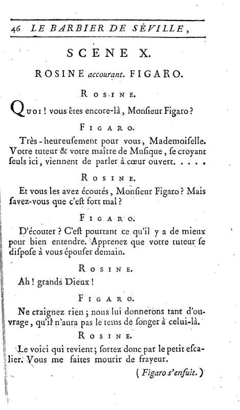 Barbier de Séville, ou la Précaution inutile (Le), comédie en quatre actes, par M. de Beaumarchais, représentée sur le théâtre de la Comédie Française le 23 février 1775 (avec une Lettre modérée sur la chute et la critique du Barbier de Séville)