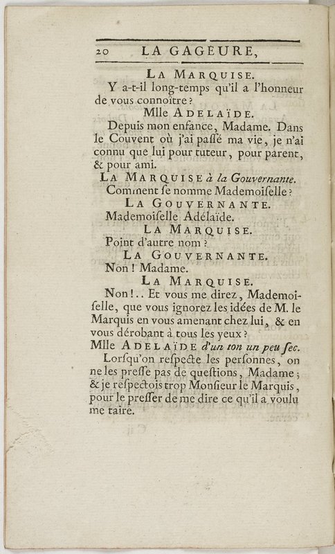 Gageure imprévue (La), comédie en prose et en un acte… par M. Sedaine. [Paris, les Comédiens français, 27 mai 1768]