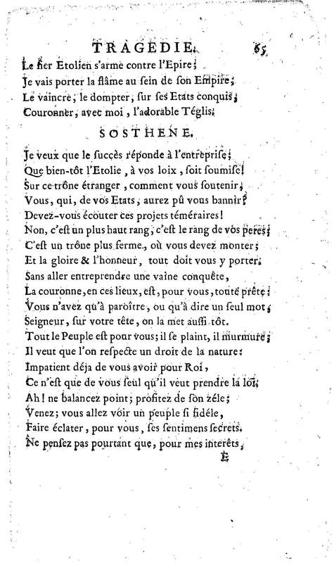 Téglis, tragédie représentée pour la première fois par les Comédiens ordinaires du Roi, le 19 septembre 1735