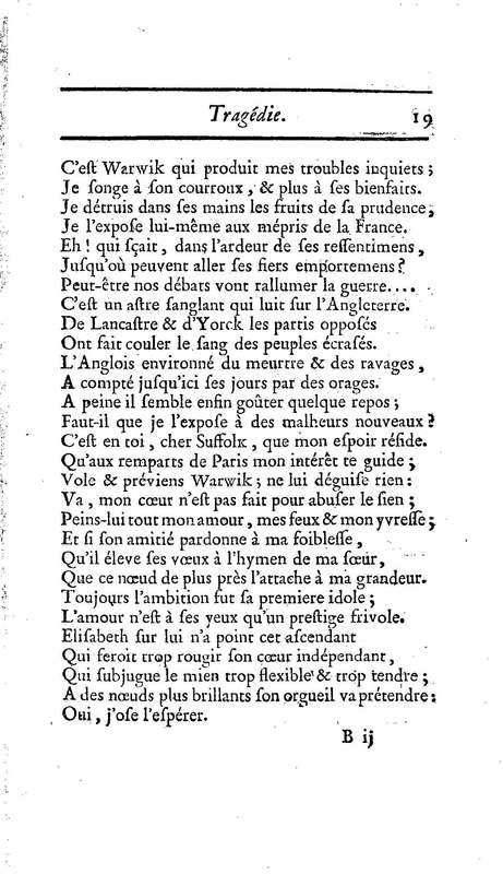 Comte de Warwik [sic] (Le), tragédie par M. de La Harpe, représentée pour la première fois par les Comédiens françois ordinaires du Roi, le 7 novembre 1763