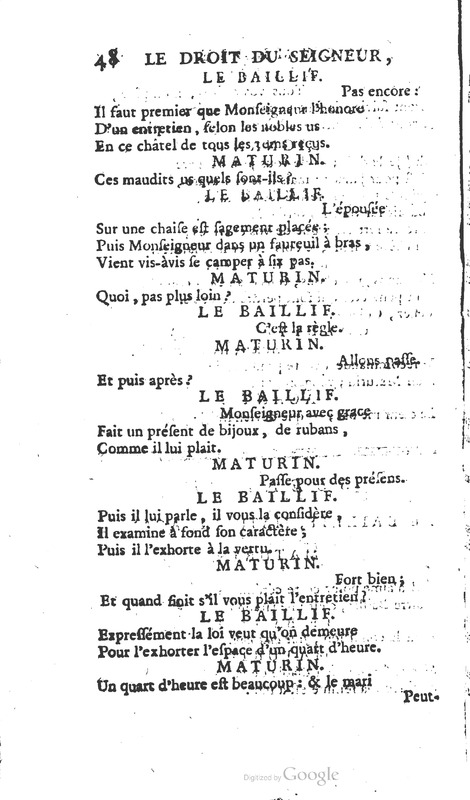 Droit du seigneur (Le), Comédie en cinq actes