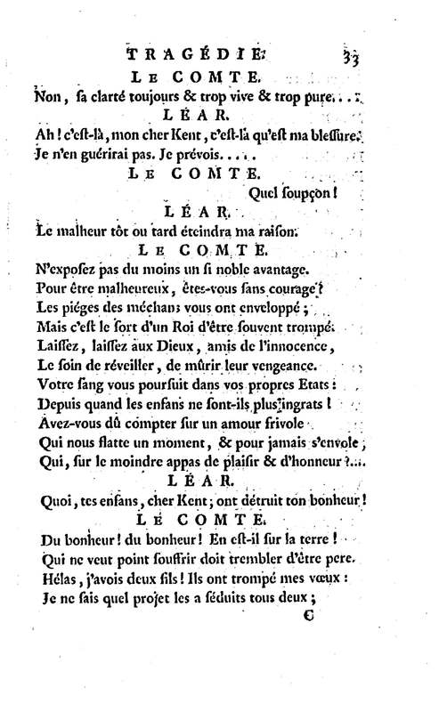Roi Lear (Le), tragédie en cinq actes, par M. Ducis, représentée à Versailles le 16 janvier 1783 ; et à Paris, le 26 du même mois, par les Comédiens français Roi Lear (Le), tragédie en cinq actes, par M. Ducis, représentée à Versailles le 16 janvier 1783 ; et à Paris, le 26 du même mois, par les Comédiens français