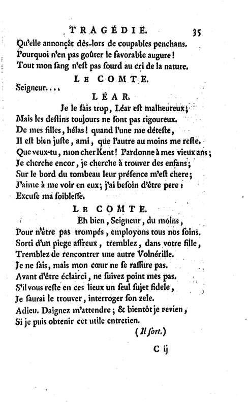 Roi Lear (Le), tragédie en cinq actes, par M. Ducis, représentée à Versailles le 16 janvier 1783 ; et à Paris, le 26 du même mois, par les Comédiens français Roi Lear (Le), tragédie en cinq actes, par M. Ducis, représentée à Versailles le 16 janvier 1783 ; et à Paris, le 26 du même mois, par les Comédiens français