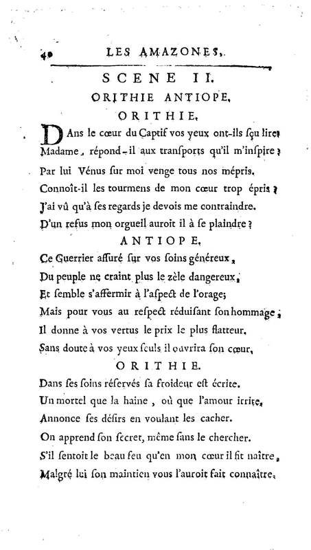 Amazones (Les), tragédie en cinq actes, par madame du Boccage, représentée par les Comédiens ordinaires du Roy, aux mois de juillet et d'août 1749