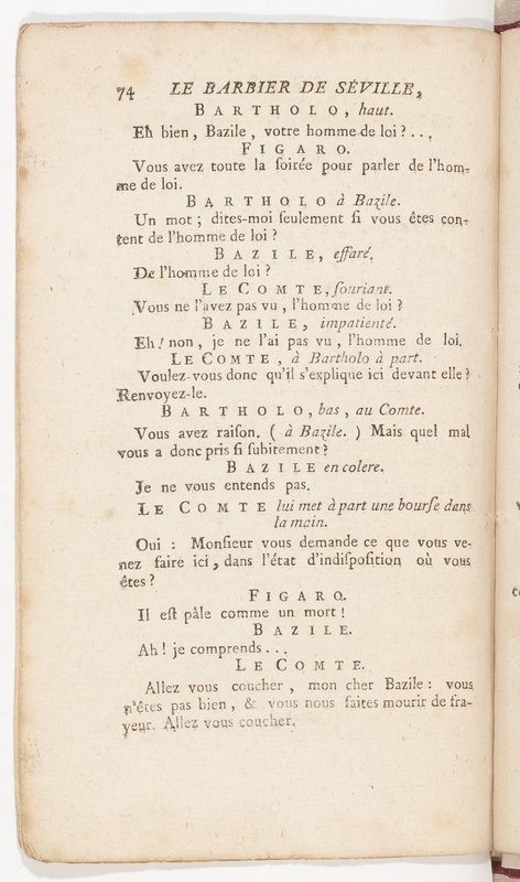 Barbier de Séville, ou la Précaution inutile (Le), comédie en quatre actes, par M. de Beaumarchais, représentée sur le théâtre de la Comédie Française le 23 février 1775 (avec une Lettre modérée sur la chute et la critique du Barbier de Séville)