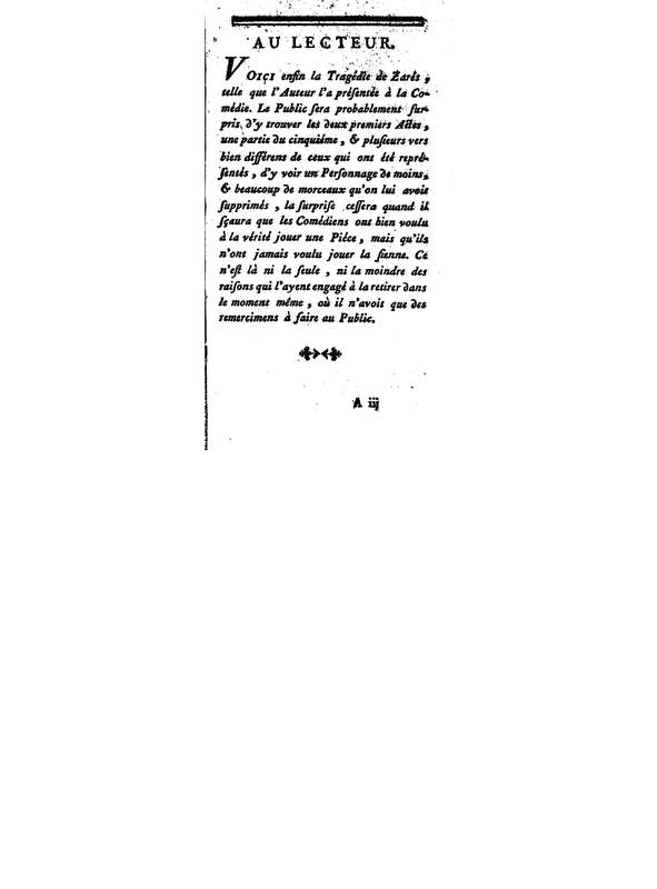 Zarès, tragédie, par M. Palissot de Montenoy, représentée pour la première fois par les Comédiens français, le 3 juin 1751
