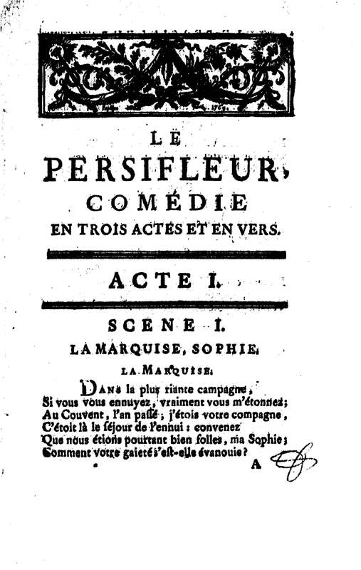 Persifleur (Le), comédie en trois actes et en vers… par M. de Sauvigny Persifleur (Le), comédie en trois actes et en vers… par M. de Sauvigny