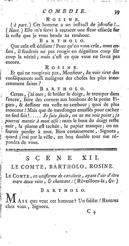 Barbier de Séville, ou la Précaution inutile (Le ), comédie en quatre actes, par M. de Beaumarchais, représentée sur le théâtre de la Comédie Française le 23 février 1775 (avec une Lettre modérée sur la chute et la critique du Barbier de Séville) Barbier de Séville, ou la Précaution inutile (Le ), comédie en quatre actes, par M. de Beaumarchais, représentée sur le théâtre de la Comédie Française le 23 février 1775 (avec une Lettre modérée sur la chute et la critique du Barbier de Séville)