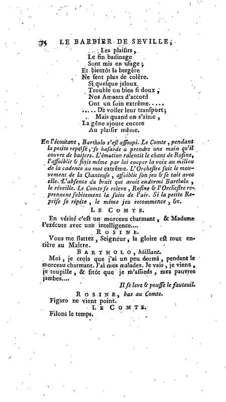Barbier de Séville, ou la Précaution inutile (Le), comédie en quatre actes, par M. de Beaumarchais, représentée sur le théâtre de la Comédie Française le 23 février 1775 (avec une Lettre modérée sur la chute et la critique du Barbier de Séville)