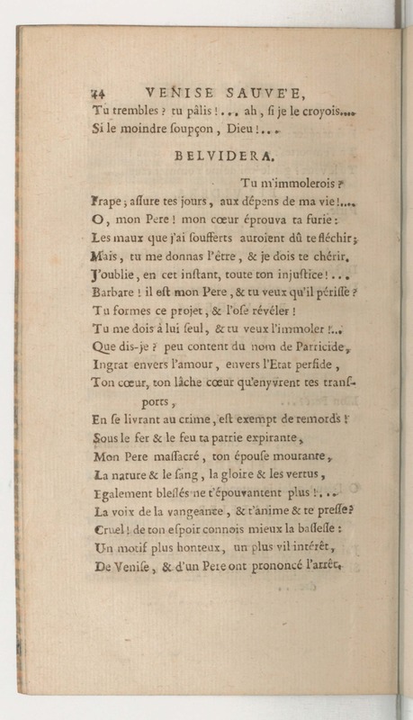 Venise sauvée, tragedie. Représentée par les Comédiens françois, le 5 décembre 1746… [Seconde édition]