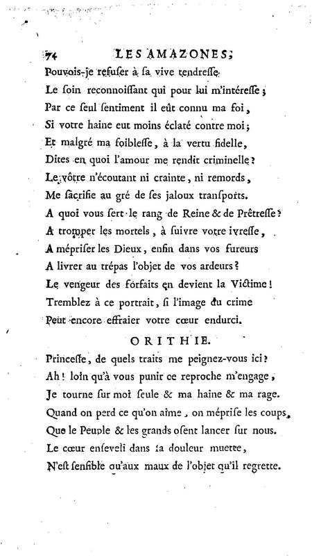 Amazones (Les), tragédie en cinq actes, par madame du Boccage, représentée par les Comédiens ordinaires du Roy, aux mois de juillet et d'août 1749 Amazones (Les), tragédie en cinq actes, par madame du Boccage, représentée par les Comédiens ordinaires du Roy, aux mois de juillet et d'août 1749