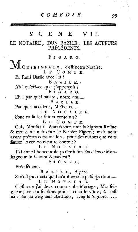 Barbier de Séville, ou la Précaution inutile (Le ), comédie en quatre actes, par M. de Beaumarchais, représentée sur le théâtre de la Comédie Française le 23 février 1775 (avec une Lettre modérée sur la chute et la critique du Barbier de Séville)