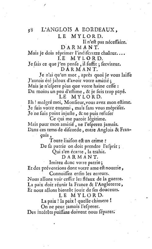 Anglais à Bordeaux (L'), comédie en un acte et en vers libres, par M. Favart… [Par les Comédiens françois ordinaires du Roi, 14 mars 1763]