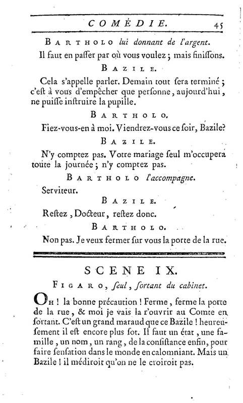 Barbier de Séville, ou la Précaution inutile (Le), comédie en quatre actes, par M. de Beaumarchais, représentée sur le théâtre de la Comédie Française le 23 février 1775 (avec une Lettre modérée sur la chute et la critique du Barbier de Séville)