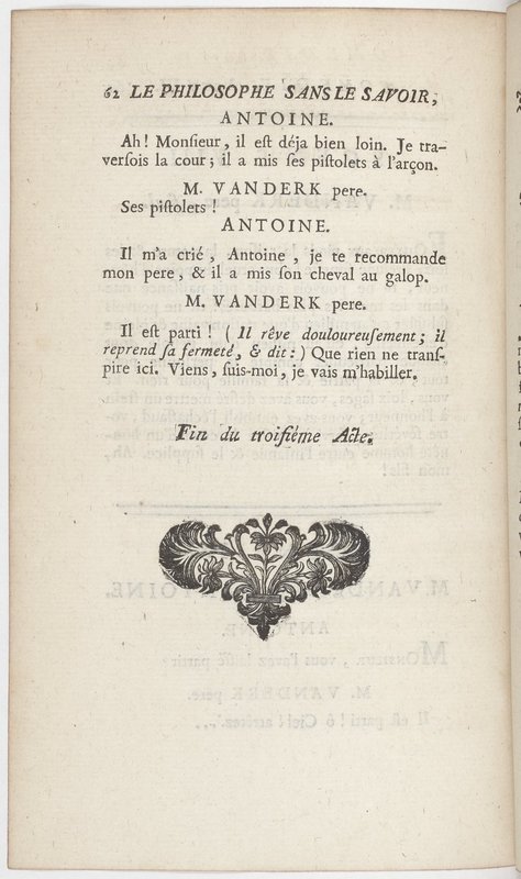 Philosophe sans le savoir (Le), comédie en prose et en cinq actes… par M. Sedaine. [Paris, les Comédiens français, 2 novembre 1765]