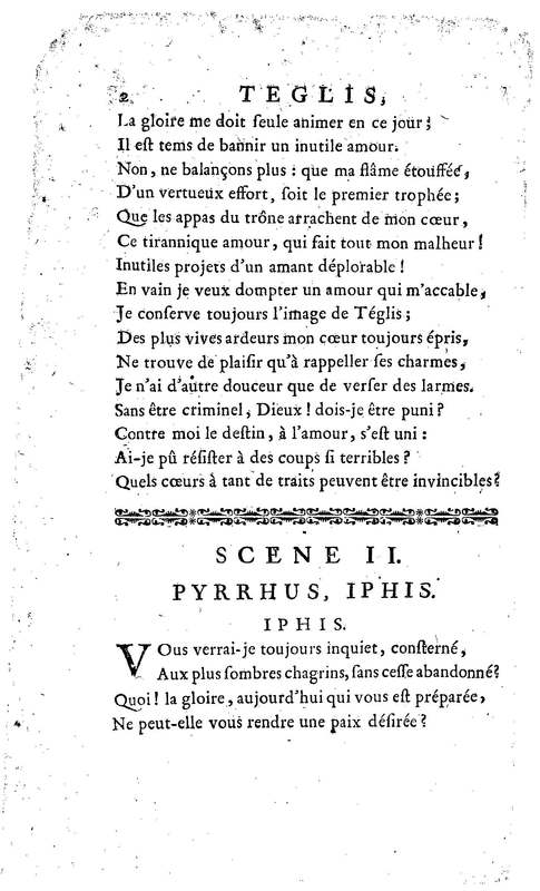 Téglis, tragédie représentée pour la première fois par les Comédiens ordinaires du Roi, le 19 septembre 1735
