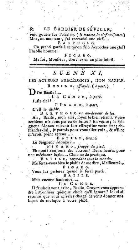Barbier de Séville, ou la Précaution inutile (Le), comédie en quatre actes, par M. de Beaumarchais, représentée sur le théâtre de la Comédie Française le 23 février 1775 (avec une Lettre modérée sur la chute et la critique du Barbier de Séville)