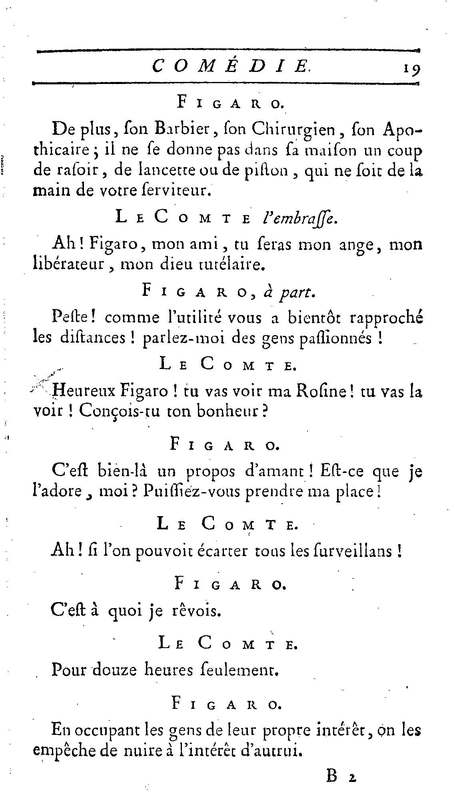 Barbier de Séville, ou la Précaution inutile (Le), comédie en quatre actes, par M. de Beaumarchais, représentée sur le théâtre de la Comédie Française le 23 février 1775 (avec une Lettre modérée sur la chute et la critique du Barbier de Séville)
