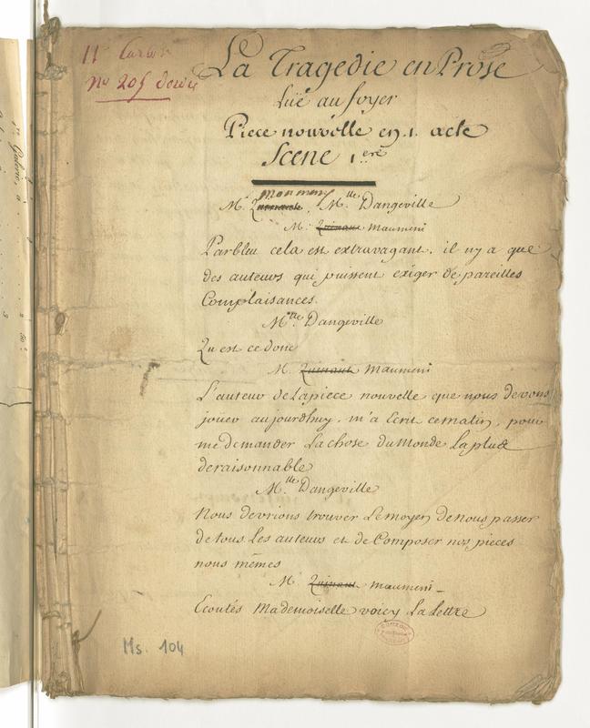 Tragédie en prose lue au foyer (La), pièce nouvelle en un acte Tragédie en prose lue au foyer (La), pièce nouvelle en un acte