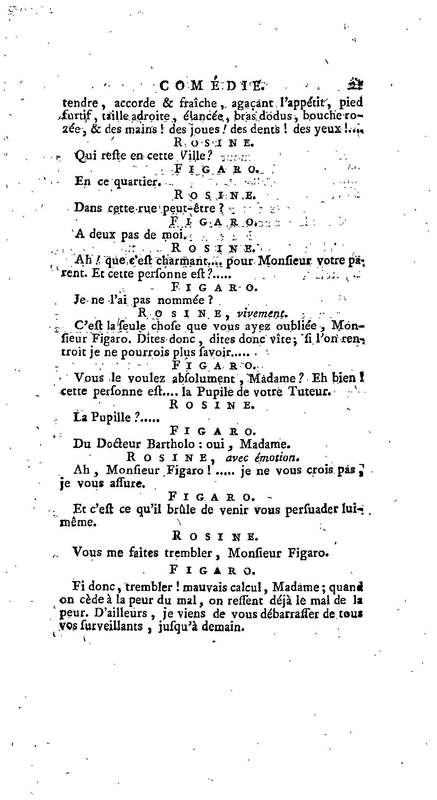 Barbier de Séville, ou la Précaution inutile (Le), comédie en quatre actes, par M. de Beaumarchais, représentée sur le théâtre de la Comédie Française le 23 février 1775 (avec une Lettre modérée sur la chute et la critique du Barbier de Séville)
