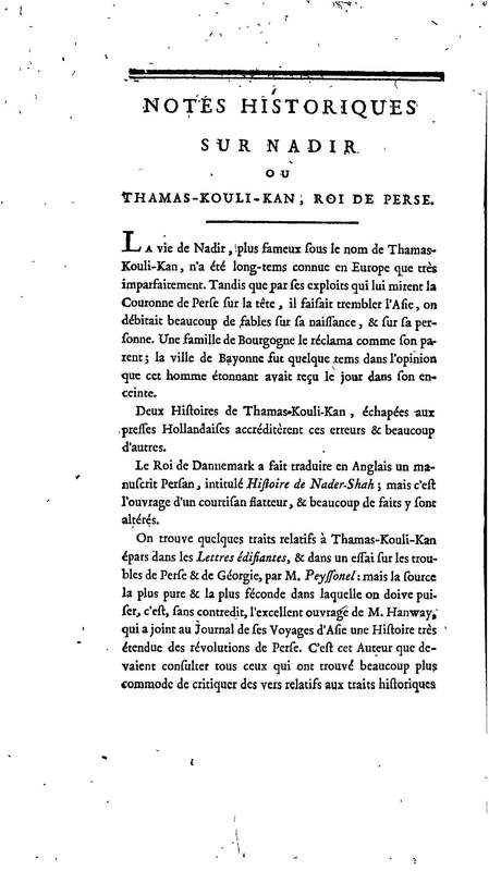 Nadir, ou Thamas-Kouli-Kan : tragédie, par M. D. B. Représentée pour la première fois, sur le Théâtre de la Nation, le 31 août 1780