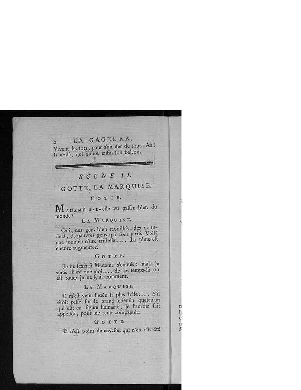Gageure imprévue (La), comédie en prose et en un acte