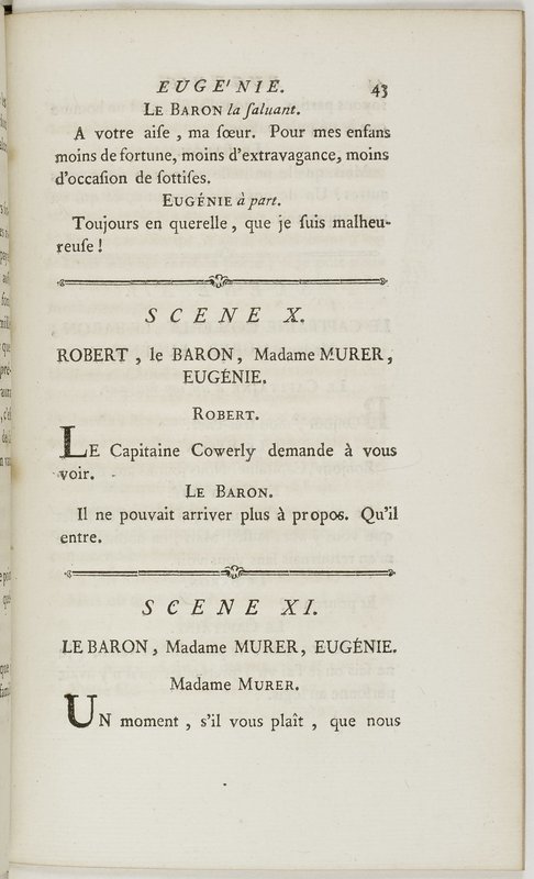 Eugénie, drame en cinq actes en prose, enrichi de figures en taille-douce ; avec un Essai sur le drame sérieux Eugénie, drame en cinq actes en prose, enrichi de figures en taille-douce ; avec un Essai sur le drame sérieux