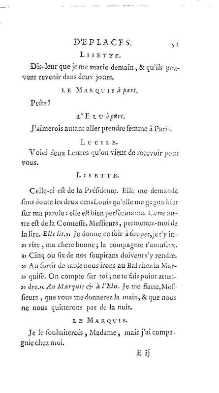Acteurs déplacés ou l'Amant comedien (Les). Comedie en un acte. Avec un prologue & un divertissement. Représentée pour la premiere fois par les Comédiens ordinaires du Roi, le 14 octobre 1735…