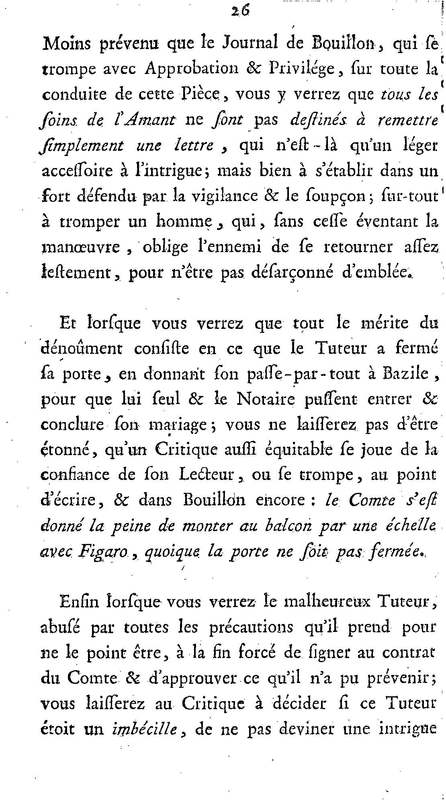 Barbier de Séville, ou la Précaution inutile (Le), comédie en quatre actes, par M. de Beaumarchais, représentée sur le théâtre de la Comédie Française le 23 février 1775 (avec une Lettre modérée sur la chute et la critique du Barbier de Séville)
