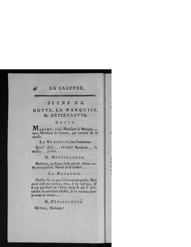 Gageure imprévue (La), comédie en prose et en un acte