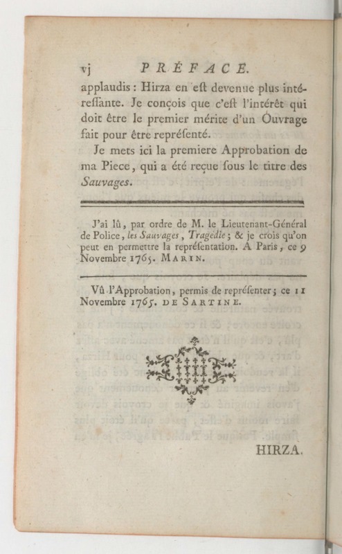 Hirza, tragédie, par M. de Sauvigny… (Comédiens ordinaires du Roi, 27 mai 1767) Hirza, tragédie, par M. de Sauvigny… (Comédiens ordinaires du Roi, 27 mai 1767)
