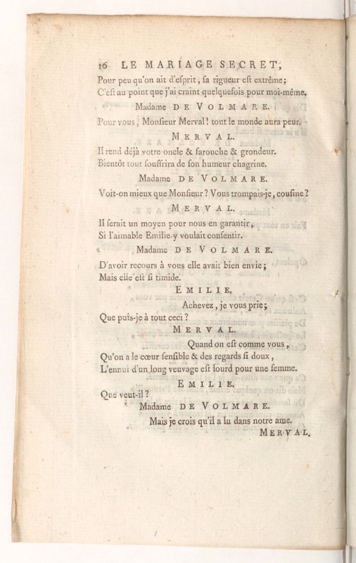Mariage secret (Le), comédie en trois actes, en vers ; représentée à Fontainebleau, devant Leurs Majestés, le vendredi 4 novembre 1785 ; &, pour la première fois sur le Théâtre Français, le 10 mars 1786 Mariage secret (Le), comédie en trois actes, en vers ; représentée à Fontainebleau, devant Leurs Majestés, le vendredi 4 novembre 1785 ; &, pour la première fois sur le Théâtre Français, le 10 mars 1786