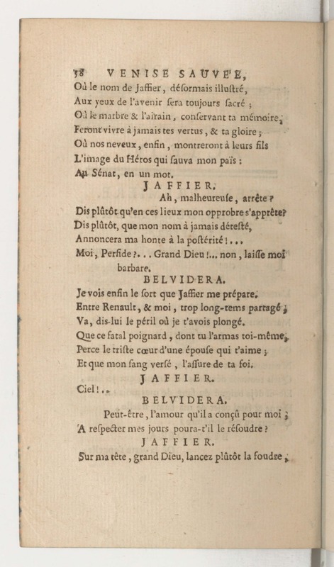 Venise sauvée, tragedie. Représentée par les Comédiens françois, le 5 décembre 1746… [Seconde édition]