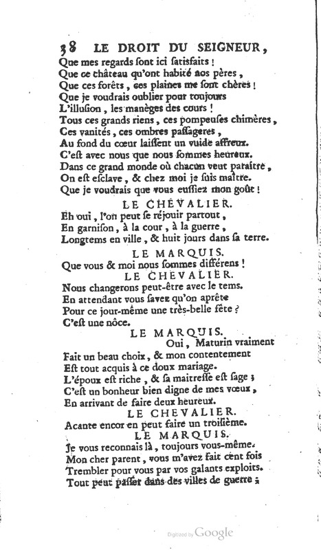 Droit du seigneur (Le), Comédie en cinq actes