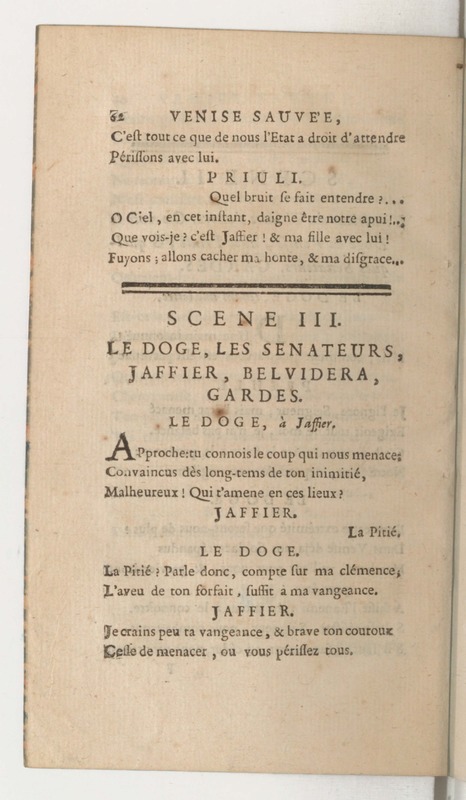 Venise sauvée, tragedie. Représentée par les Comédiens françois, le 5 décembre 1746… [Seconde édition]