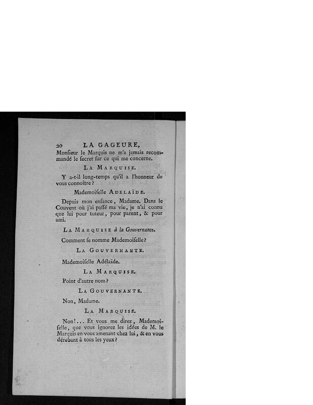 Gageure imprévue (La), comédie en prose et en un acte Gageure imprévue (La), comédie en prose et en un acte