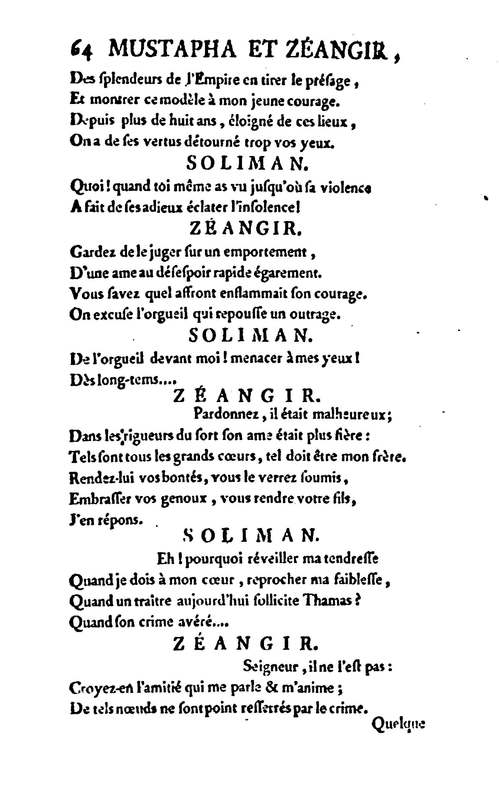 Mustapha et Zéangir, tragédie en cinq actes et en vers, représentée sur le théâtre de Fontainebleau, devant Leurs Majestés, le 1er novembre 1776 Mustapha et Zéangir, tragédie en cinq actes et en vers, représentée sur le théâtre de Fontainebleau, devant Leurs Majestés, le 1er novembre 1776