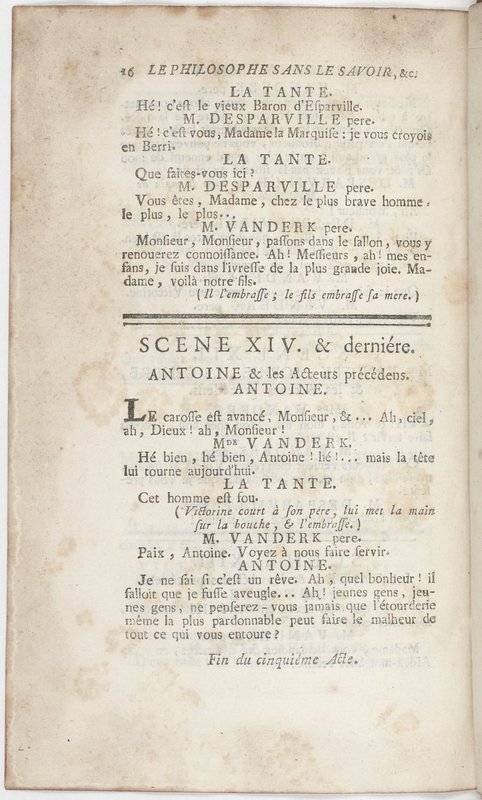 Philosophe sans le savoir (Le), comédie en prose et en cinq actes… par M. Sedaine. [Paris, les Comédiens français, 2 novembre 1765]