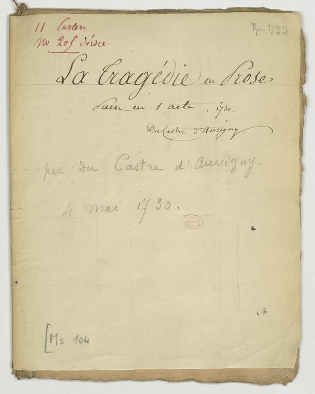 Tragédie en prose lue au foyer (La), pièce nouvelle en un acte