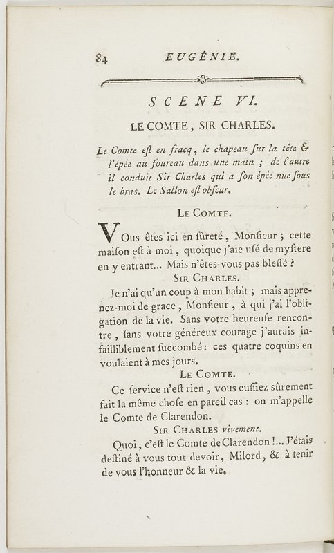 Eugénie, drame en cinq actes en prose, enrichi de figures en taille-douce ; avec un Essai sur le drame sérieux Eugénie, drame en cinq actes en prose, enrichi de figures en taille-douce ; avec un Essai sur le drame sérieux