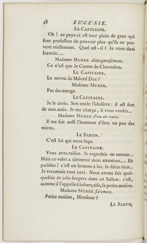 Eugénie, drame en cinq actes en prose, enrichi de figures en taille-douce ; avec un Essai sur le drame sérieux Eugénie, drame en cinq actes en prose, enrichi de figures en taille-douce ; avec un Essai sur le drame sérieux