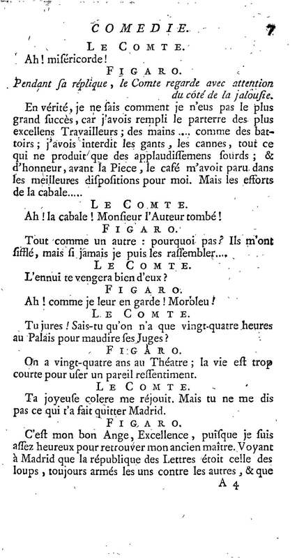Barbier de Séville, ou la Précaution inutile (Le ), comédie en quatre actes, par M. de Beaumarchais, représentée sur le théâtre de la Comédie Française le 23 février 1775 (avec une Lettre modérée sur la chute et la critique du Barbier de Séville) Barbier de Séville, ou la Précaution inutile (Le ), comédie en quatre actes, par M. de Beaumarchais, représentée sur le théâtre de la Comédie Française le 23 février 1775 (avec une Lettre modérée sur la chute et la critique du Barbier de Séville)