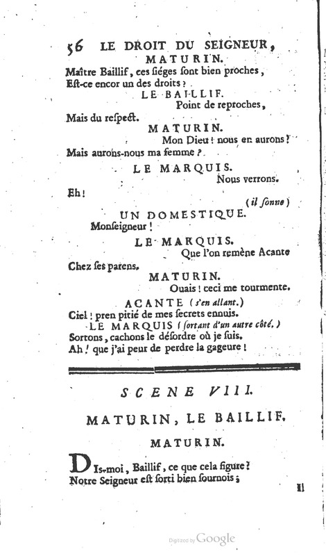 Droit du seigneur (Le), Comédie en cinq actes