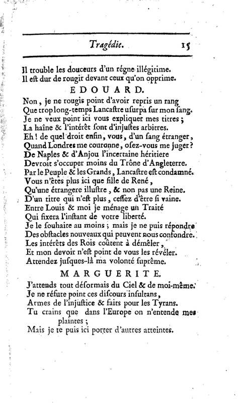Comte de Warwik [sic] (Le), tragédie par M. de La Harpe, représentée pour la première fois par les Comédiens françois ordinaires du Roi, le 7 novembre 1763