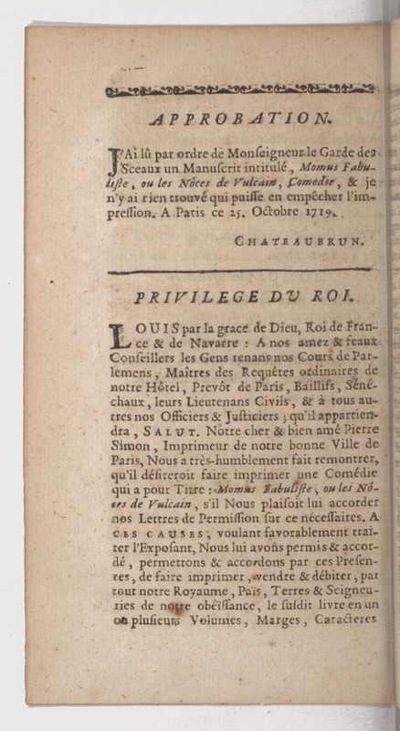Momus fabuliste, ou les Noces de Vulcain, comédie