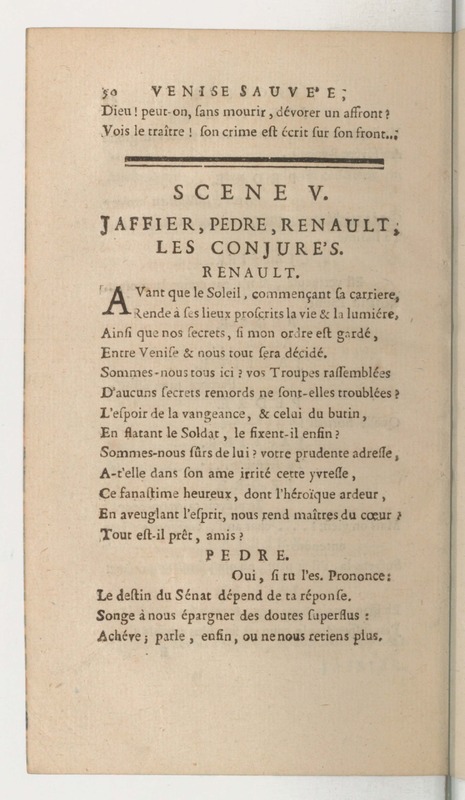 Venise sauvée, tragedie. Représentée par les Comédiens françois, le 5 décembre 1746… [Seconde édition]