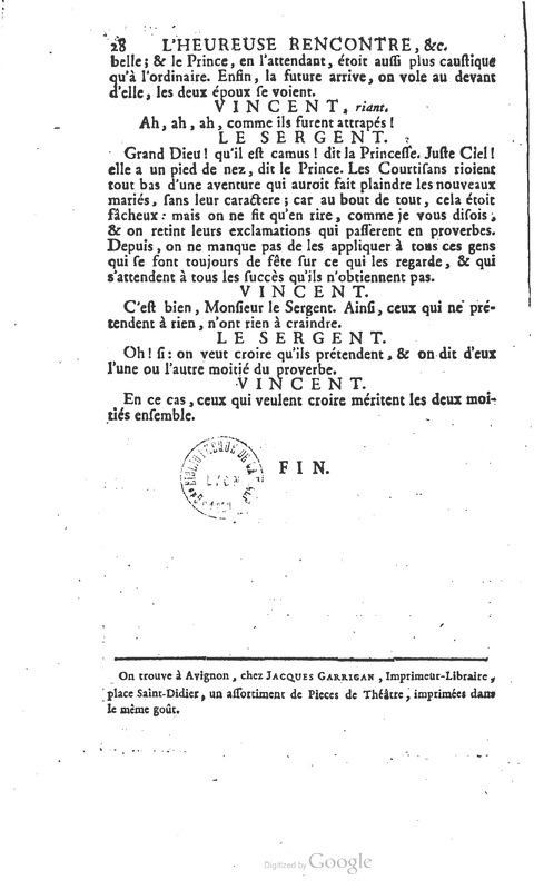Heureuse rencontre (L’), en un acte et en prose Heureuse rencontre (L’), en un acte et en prose