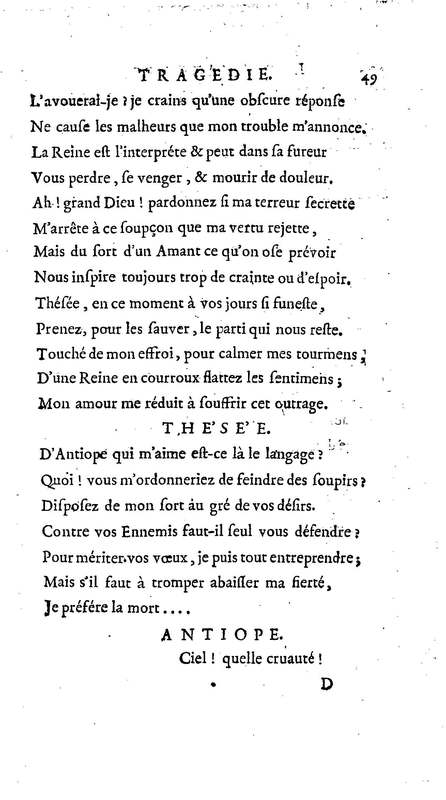 Amazones (Les), tragédie en cinq actes, par madame du Boccage, représentée par les Comédiens ordinaires du Roy, aux mois de juillet et d'août 1749